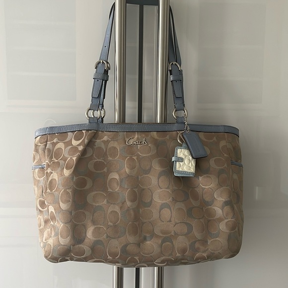 Coach 3p set Bag & Wallet Unique photo frame Bag charm Baby Blue & Coated Canvas - Picture 2 of 11